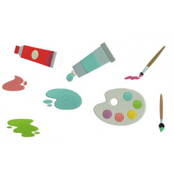 Stickdatei - Malerei Farbpalette Pinsel Farben Farbklecks